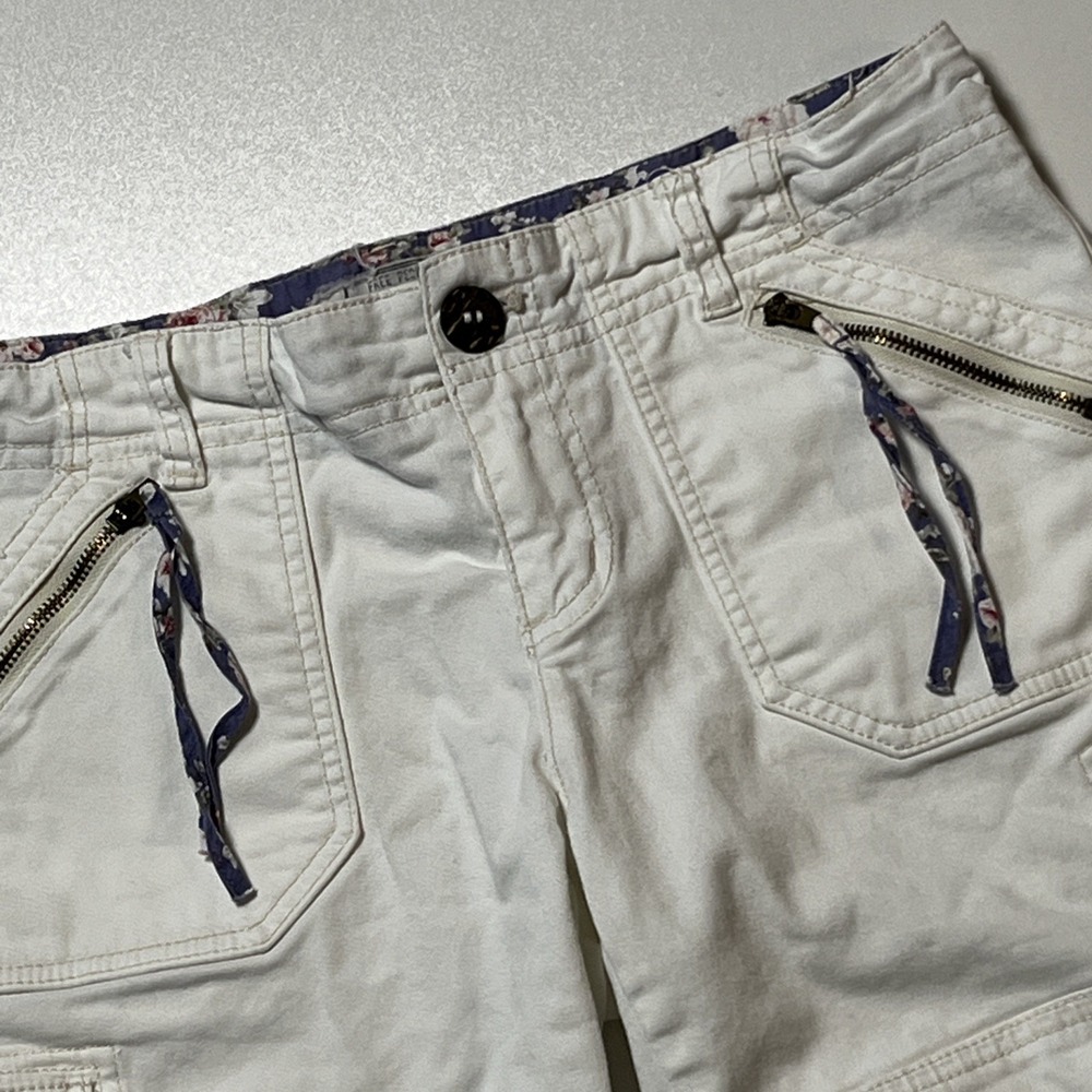 Free People Cargo Shorts Sz 2 Raw Hem Cut Off Zip Pocket Casual Summer Essential